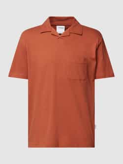 Selected Homme Poloshirt van een mix van katoen en linnen met opgestikte borstzak
