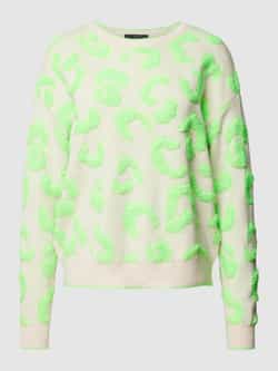 Oui Gebreide pullover met applicaties van fleece