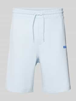 Hugo Blue Regular fit sweatshorts met labelbadge model 'Nasensio'