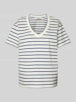 MOS MOSH Dames Tops & T-shirts Mmnani V-ss Stripe Tee Gebroken Wit