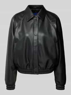 Hugo Blue Leren jack met platte kraag model 'Falea'