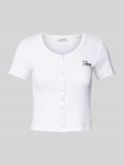 Guess T-shirt Korte Mouw SL CN SNAP EMBRO SLIM TOP