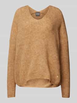 MOS MOSH Luxe V-Hals Gebreide Trui Tannin Beige Dames