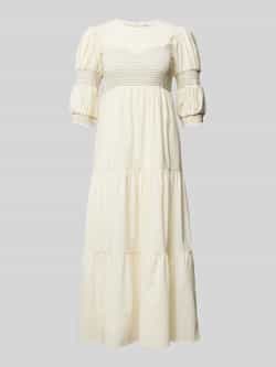 Gestuz Feminine Midi Jurk met Smock Panelen White Dames