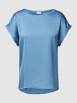 Vila Korte mouwen satijnen T-shirt voor dames Blue Dames