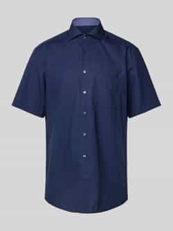 Eterna Donkerblauw korte mouw zakelijk overhemd Blue Heren