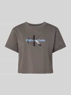 Calvin Klein Jeans Kort T-shirt met geribde ronde hals