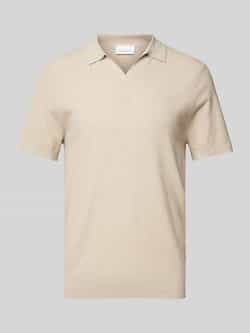 Profuomo Poloshirt met V-hals en zijde