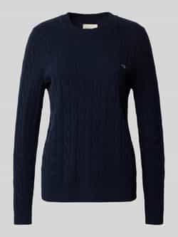 Gant Gebreide pullover met kabelpatroon en labelstitching