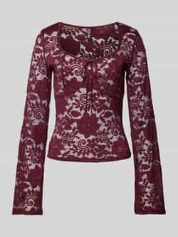 Pieces Regular fit kanten bovenstuk met lange mouwen model 'AMALIE'