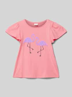 S.Oliver T-shirt met printopdruk roze Meisjes Katoen Ronde hals Printopdruk 116 122