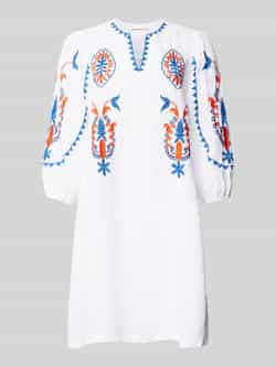 Rich & Royal Knielange linnen jurk met motiefstitching