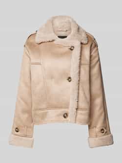 Only Loose fit jack in leerlook met asymmetrische knoopsluiting model 'YLVA'