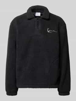 Karl Kani Fleecepullover met platte kraag en knoopsluiting