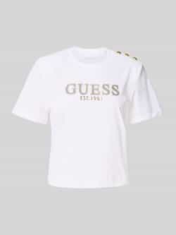 Guess Wit Katoenen T-Shirt Korte Mouw Ronde Hals White Dames