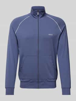 Hugo Boss Stretch Katoenen Rits Jas Blauw Blue Heren