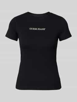 Guess Zwarte Crew Neck Tee voor Vrouwen Black Dames