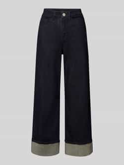 Opus Wide leg jeans met vaste zoomslag model 'Miva'