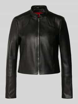 HUGO Regular fit leren jack met verkorte pasvorm model 'LASARI'