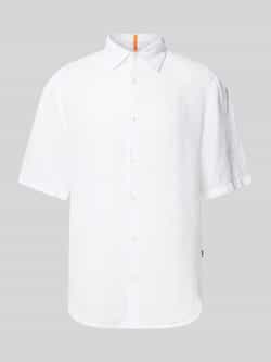 Boss Orange Regular fit linnen overhemd met 1 2-mouwen model 'Rash'