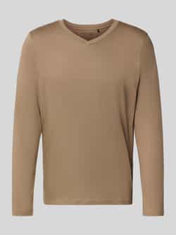 Schiesser Regular fit shirt met lange mouwen en V-hals
