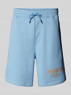 Hugo Blue Sweatshorts met labelprint model 'Nomario'