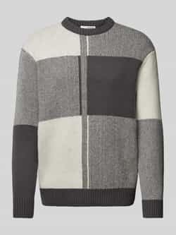 Selected Homme Grijze trui met abstract ruitpatroon Gray Heren