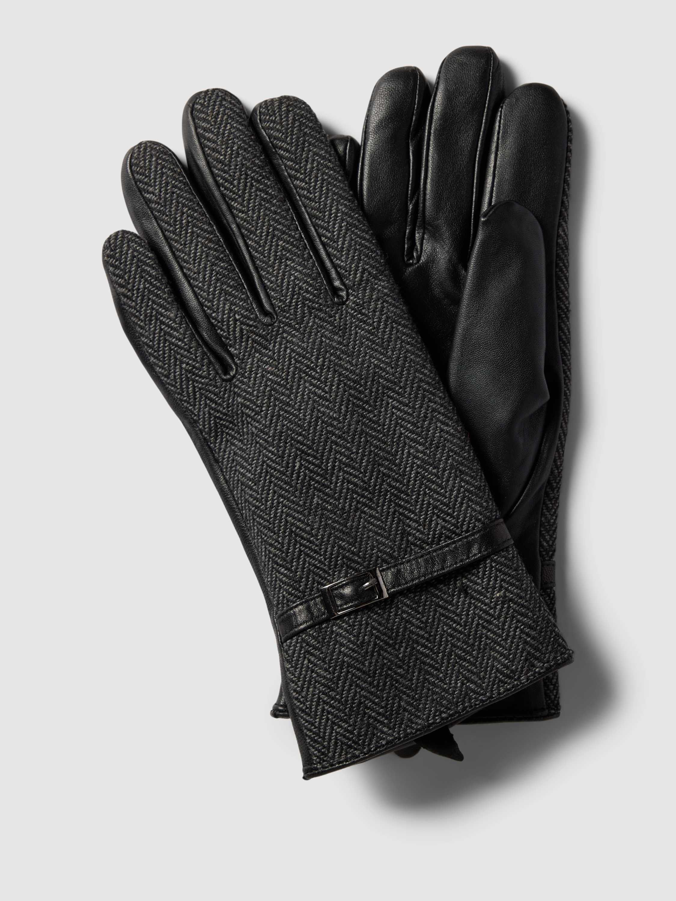 Weikert-Handschuhe Handschoenen in zwart met visgraatmotief
