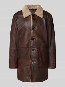 Gipsy Regular fit lange jas in leerlook model 'Gris'
