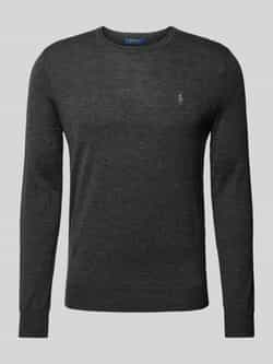 Polo Ralph Lauren Merino Wol Ronde Hals Trui Slim-Fit Gray Heren