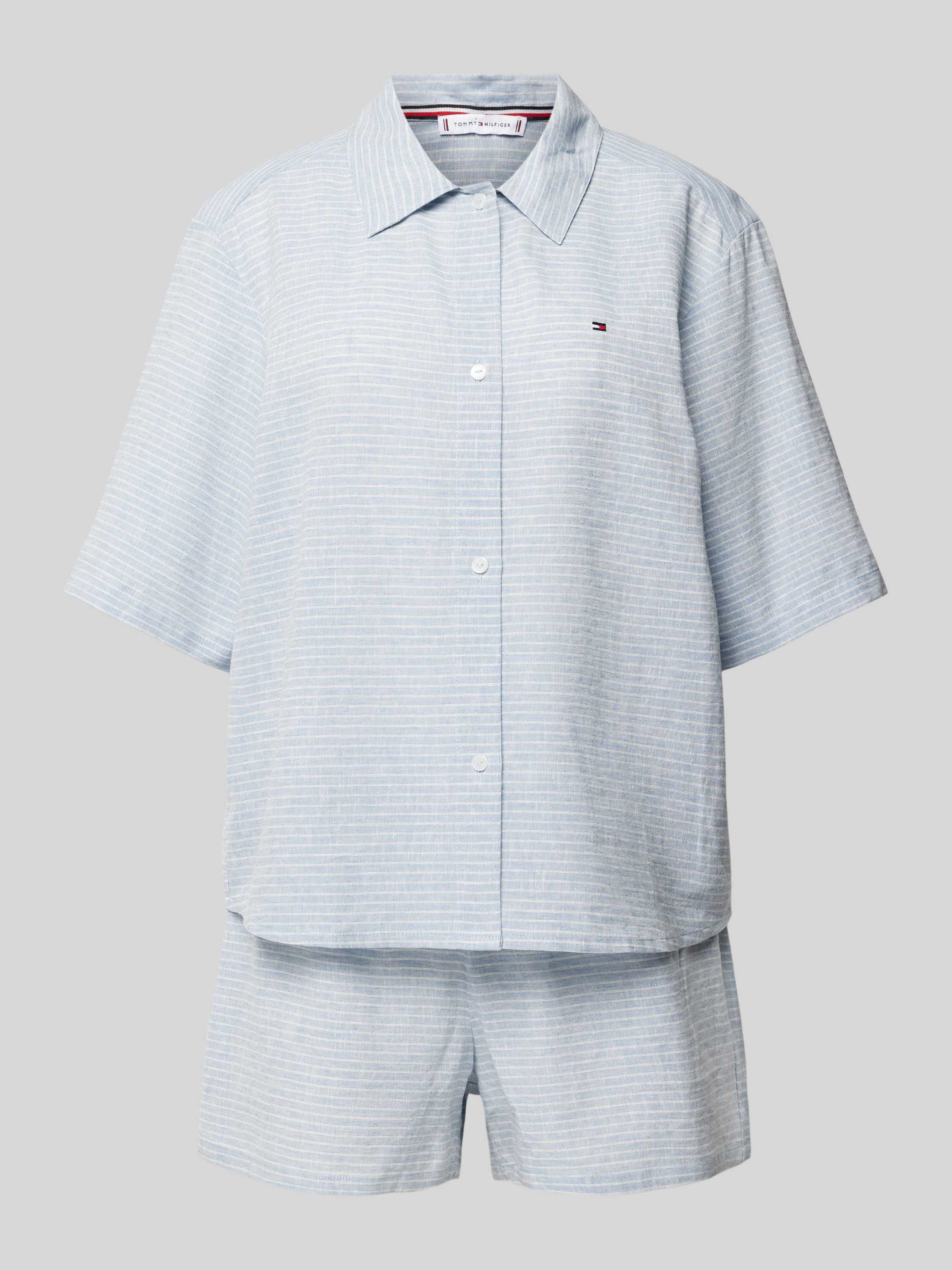 Tommy Hilfiger Pyjama van een mix van linnen en katoen met streepmotief