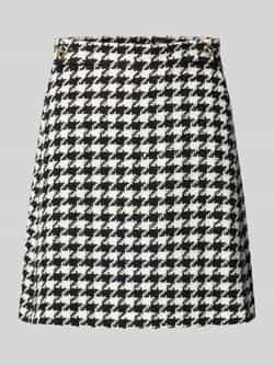 Hugo Boss Versierde Houndstooth Mini Rok Black Dames