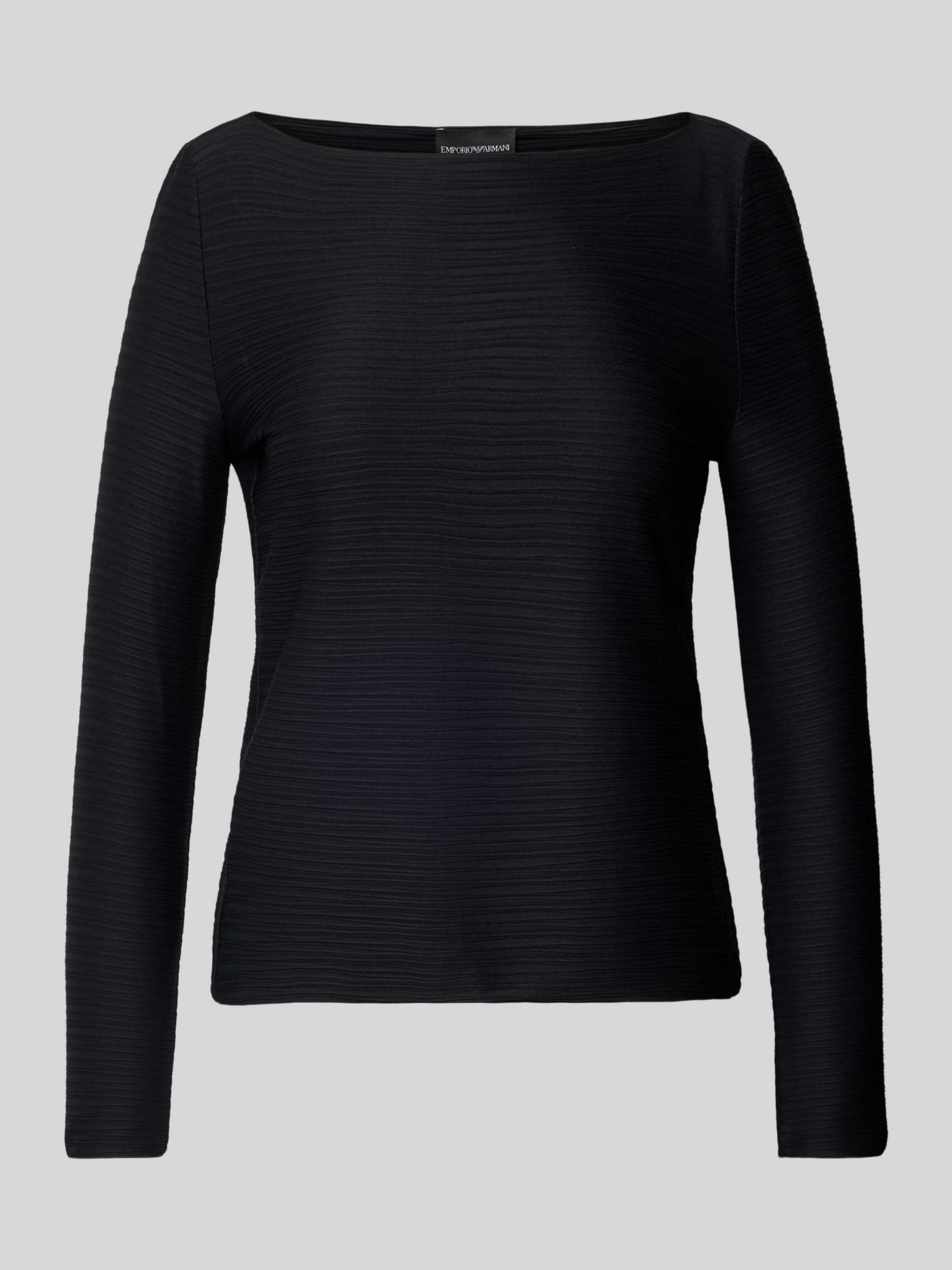 Emporio Armani Geribbelde Jersey Trui Boothals Lange Mouw Black Dames