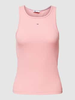 Tommy Jeans Geribbelde Tanktop Ronde Hals Pink Dames