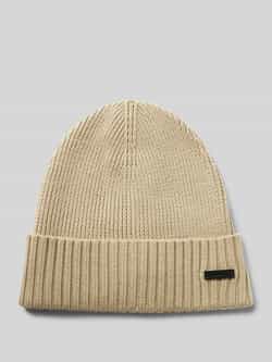 Hugo Boss Geribbelde Wollen Muts Fati Beige Heren