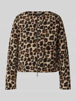 Betty Barclay Dierenprint Wollen Blazer met Rits Brown Dames