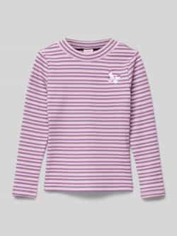 S.Oliver gestreepte longsleeve paars Meisjes Stretchkatoen Ronde hals Streep 128 134