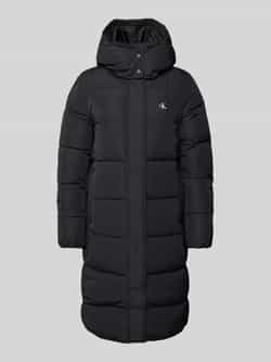 Calvin Klein Jeans Gewatteerde lange jas met logo en capuchon