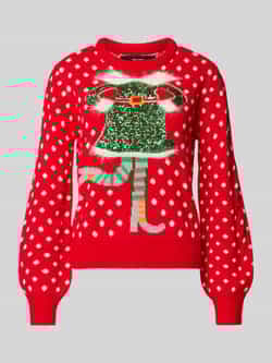Vero Moda Regular fit kersttrui met paillettenmotief model 'SSPARKLE ELFIE'