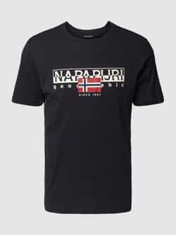 Napapijri Zwarte Katoenen T-shirt Korte Mouw Ronde Hals Black Heren