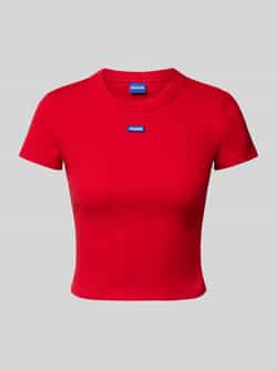 Hugo Blue Slim fit korte top van katoenmix model 'BABY TEE_B'