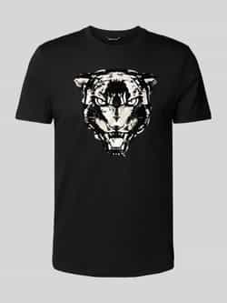 Antony Morato Grafische Panther Print Katoenen T-shirt Black Heren