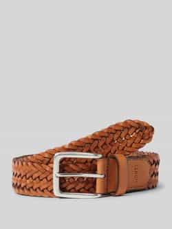 MONTI Leren riem 3 5 cm breed business-casual glad leer gevlochten