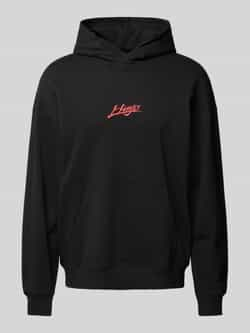 Hugo Boss Zwarte hoodie trui met bedrukte logo's Black Heren