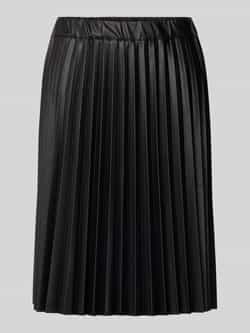 Monari Knielange rok in leerlook met plissévouwen