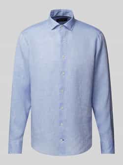 OLYMP SIGNATURE SLIM FIT Slim fit linnen overhemd met kentkraag model 'Sykia'