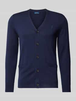 Ralph Lauren Donkerblauwe cardigan met logo Slim Fit Blue Heren