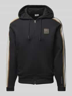 Emporio Armani EA7 Zwarte Zip-trui met Sportieve Details Black Heren