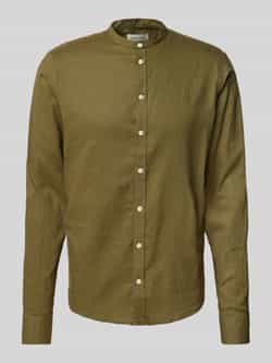 Casual friday Regular fit linnen overhemd met opstaande kraag model 'Anton'