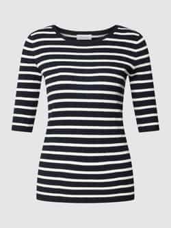 Gerry Weber Shirt ronde hals en streepdessin Van wit